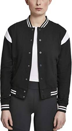 Urban Classics Damen Ladies Inset College Sweat Jacket Sweatjacke, Schwarz (Blk/Wht 00050), Medium (Herstellergröße: M) von Urban Classics