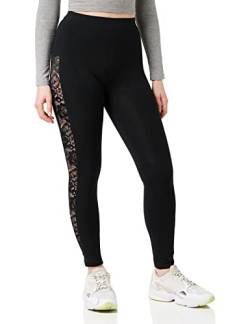 Urban Classics Damen Ladies Lace Striped Yoga-Hose Leggings, Schwarz (Black 00007), W(Herstellergröße: L) von Urban Classics