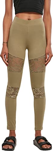 Urban Classics Damen Ladies Laces Inset Leggings, Khaki, XS von Urban Classics