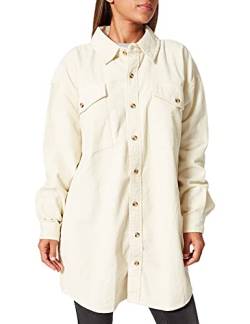 Urban Classics Damen TB4544-Ladies Long Corduroy Overshirt Hemd, whitesand, 3XL von Urban Classics