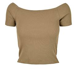 Urban Classics Damen Ladies Off Shoulder Rib Tee T-Shirt, Khaki, M von Urban Classics