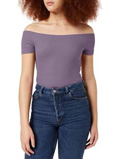 Urban Classics Damen Ladies Off Shoulder Rib Tee Top, Violett (Dustypurple 02249), X-Small (Herstellergröße: XS) von Urban Classics