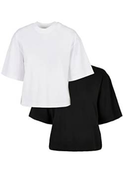 Urban Classics Damen TB4077A-Ladies Organic Oversized Tee 2-Pack T-Shirt, White+Black, 4XL (2er Pack) von Urban Classics