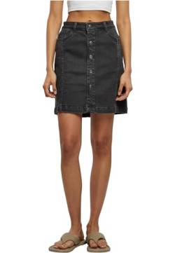 Urban Classics Damen TB6039-Ladies Organic Stretch Button Denim Skirt Rock, Black Washed, 29 von Urban Classics