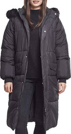 Urban Classics Damen Ladies Oversize Faux Fur Puffer Coat Jacke, Schwarz (blk/blk 00017), X-Large von Urban Classics