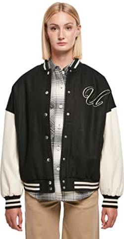 Urban Classics Damen TB5436-Ladies Oversized Big U College Jacket Jacke, Black/palewhite, 3XL von Urban Classics