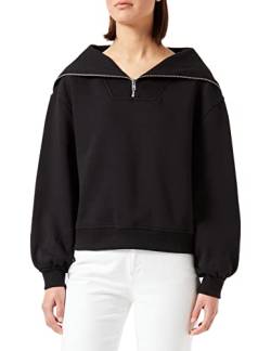 Urban Classics Damen Ladies Oversized High Neck Troyer Crew Sweatshirt, Black, 3XL von Urban Classics