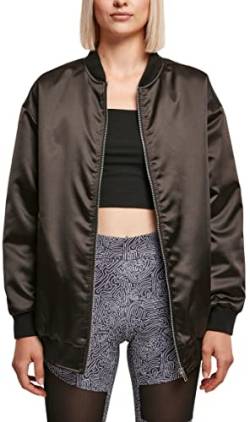 Urban Classics Damen Ladies Oversized Satin Bomber Jacket Jacke, Black, M von Urban Classics