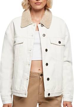 Urban Classics Damen Ladies Oversized Sherpa Denim Jacket Jacke, Offwhite raw, L von Urban Classics