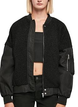 Urban Classics Damen Ladies Oversized Sherpa Mixed Bomber Jacket Jacke, Schwarz, XL EU von Urban Classics