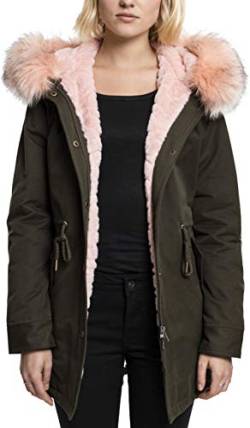 Urban Classics Damen Ladies Peached Teddy Lined Parka, Grün (Darkolive 551), Medium von Urban Classics