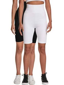 Urban Classics Damen Ladies Radler-Hose High Waist Cycle Yoga-Shorts, Black/White, L von Urban Classics