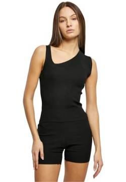 Urban Classics Damen Ladies Rib Knit Asymmetric Top Trägershirt/Cami Shirt, Black, XS von Urban Classics