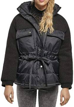 Urban Classics Damen TB3768-Ladies Sherpa Mix Puffer Jacket Jacken, Black, S von Urban Classics