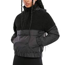 Urban Classics Damen Ladies Sherpa Mix Pull Over Jacket Jacken, Black/Black, 3XL von Urban Classics