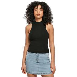 Urban Classics Damen Ladies Short Rib Knit Turtleneck Top T-Shirt, black, 3XL von Urban Classics