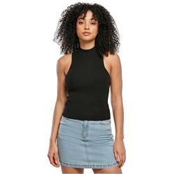Urban Classics Damen Ladies Short Rib Knit Turtleneck Top T-Shirt, black, M von Urban Classics