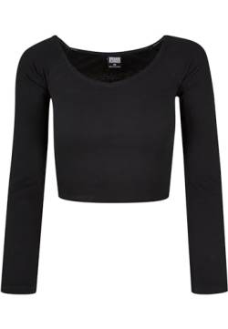 Urban Classics Damen Ladies Short Rib Wide V-neck Longsleeve T Shirt, Schwarz, M EU von Urban Classics