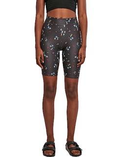 Urban Classics Damen Ladies Soft AOP Cycle Yoga-Shorts, blackfloret, XS von Urban Classics