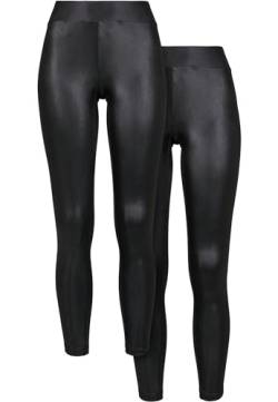 Urban Classics Damen Ladies Synthetic Leather 2-Pack Leggings, Black+Black, XL von Urban Classics