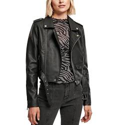 Urban Classics Damen Ladies Synthetic Leather Belt Biker Jacket Jacke, Black, M von Urban Classics