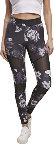 Urban Classics Damen Ladies Tech Mesh Aop Leggings Yoga Pants, Darkflower, XXL EU von Urban Classics