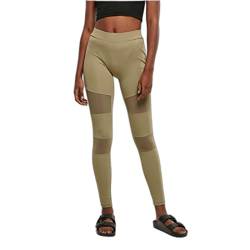 Urban Classics Damen Ladies Tech Mesh Leggings, Khaki, XXL von Urban Classics