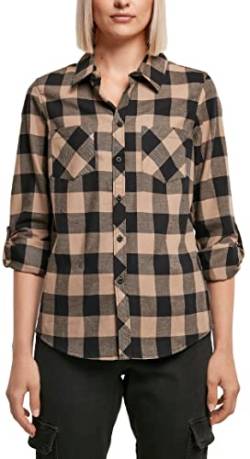 Urban Classics Damen Ladies Turnup Checked Flanell Shirt Hemd, black/softtaupe, S von Urban Classics