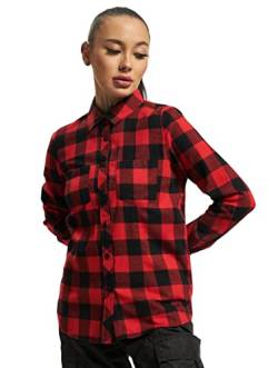 Urban Classics Damen Ladies Turnup Checked Flanell Shirt Hemd, blk/red, XS von Urban Classics