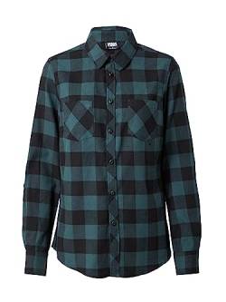 Urban Classics Damen Ladies Turnup Checked Flanell Shirt Hemd, jasper/black, 3XL von Urban Classics