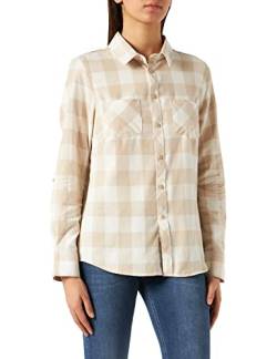 Urban Classics Damen Ladies Turnup Checked Flanell Shirt Hemd, whitesand/lighttaupe, XS von Urban Classics