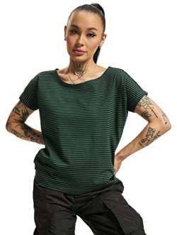 Urban Classics Damen TB2824-Ladies Yarn Dyed Baby Stripe Tee T-Shirt, Mehrfarbig (Dark-Green/Black 02055), XXL von Urban Classics