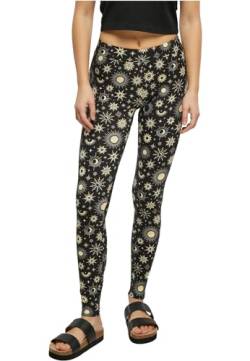 Urban Classics Damen Leggings Ladies Soft AOP Leggings blacksun S von Urban Classics