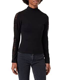 Urban Classics Damen Longsleeve Ladies Lace Striped Sweater T-Shirt, Black (Black 00007), XL von Urban Classics