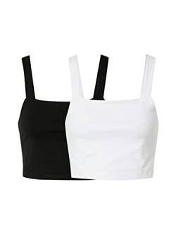 Urban Classics Damen Oberteil Ladies Cropped Top 2-Pack T-Shirt, Black/White, XXL von Urban Classics