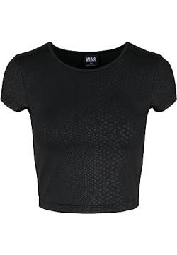 Urban Classics Damen TB3208-Ladies Stretch Pattern Cropped Tee T-Shirt, Schwarz (Black Snake 02353), XL von Urban Classics