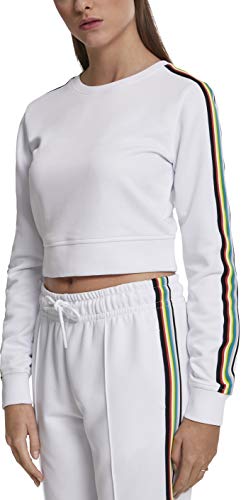 Urban Classics Damen Pullover Ladies Multicolor Taped Sleeve Crewneck, Weiß, Größe: L von Urban Classics