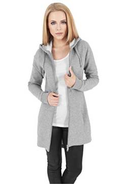 Urban Classics Damen Sweatjacke Ladies Sweat Parka, lange Kapuzenjacke im Stil eines Zip Hoodie - Farbe grau, Größe S von Urban Classics