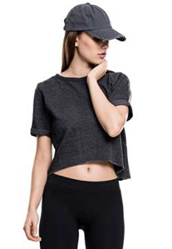 Urban Classics Damen Sweatshirt Ladies Cropped Burnout Short Sleeve Crew, Grau (Darkgrey 94), M von Urban Classics