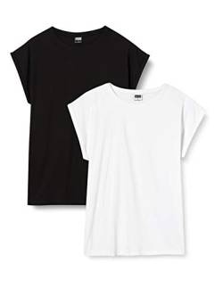Urban Classics Damen T-Shirt Ladies Extended Shoulder Tee 2-Pack, 2-er Pack T-Shirt für Frauen, black/white, XS von Urban Classics