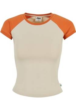 Urban Classics Damen TB5075-Ladies Organic Stretch Short Retro Baseball Tee T-Shirt, softseagrass/vintageorange, L von Urban Classics