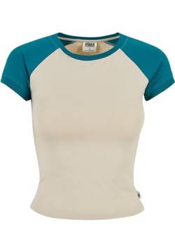 Urban Classics Damen T-Shirt Ladies Organic Stretch Short Retro Baseball Tee softseagrass/watergreen XL von Urban Classics