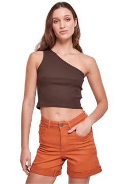 Urban Classics Damen Top Ladies Cropped Asymmetric Top Brown M von Urban Classics