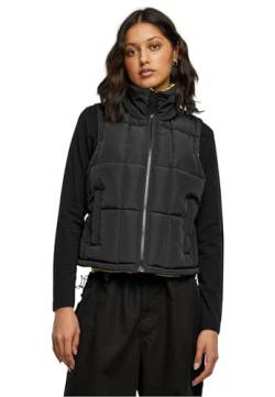 Urban Classics Damen Weste Ladies Reversible Cropped Puffer Vest black/frozenyellow L von Urban Classics