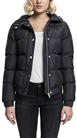 Urban Classics Damen Winterjacke Ladies Hooded Puffer Jacket, gefütterte Jacke für Herbst und Winter mit Kapuze, Daunenjacke - Farbe black, Größe L von Urban Classics