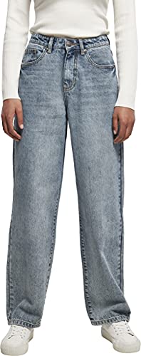 Urban Classics Damen Women's High Waist 90's Wide Leg Denim Trousers Hose, Tinted Light Blue Washed, 27 EU von Urban Classics