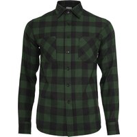 Urban Classics Flanellhemd - Checked Flanell Shirt - S bis 4XL - für Männer - Größe S - schwarz/dunkelgrün von Urban Classics