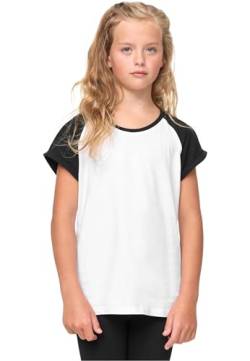 Urban Classics Girl's UCK1913-Girls Contrast Raglan Tee T-Shirt, White/Black, 110/116 von Urban Classics