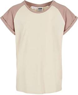 Urban Classics Girl's Girls Contrast Raglan Tee T-Shirt, whitesand/duskrose, 110/116 von Urban Classics