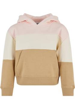 Urban Classics Girl's Girls Oversized 3-Tone Hoody Sweatshirt, pink/whitesand/unionbeige, 110/116 von Urban Classics